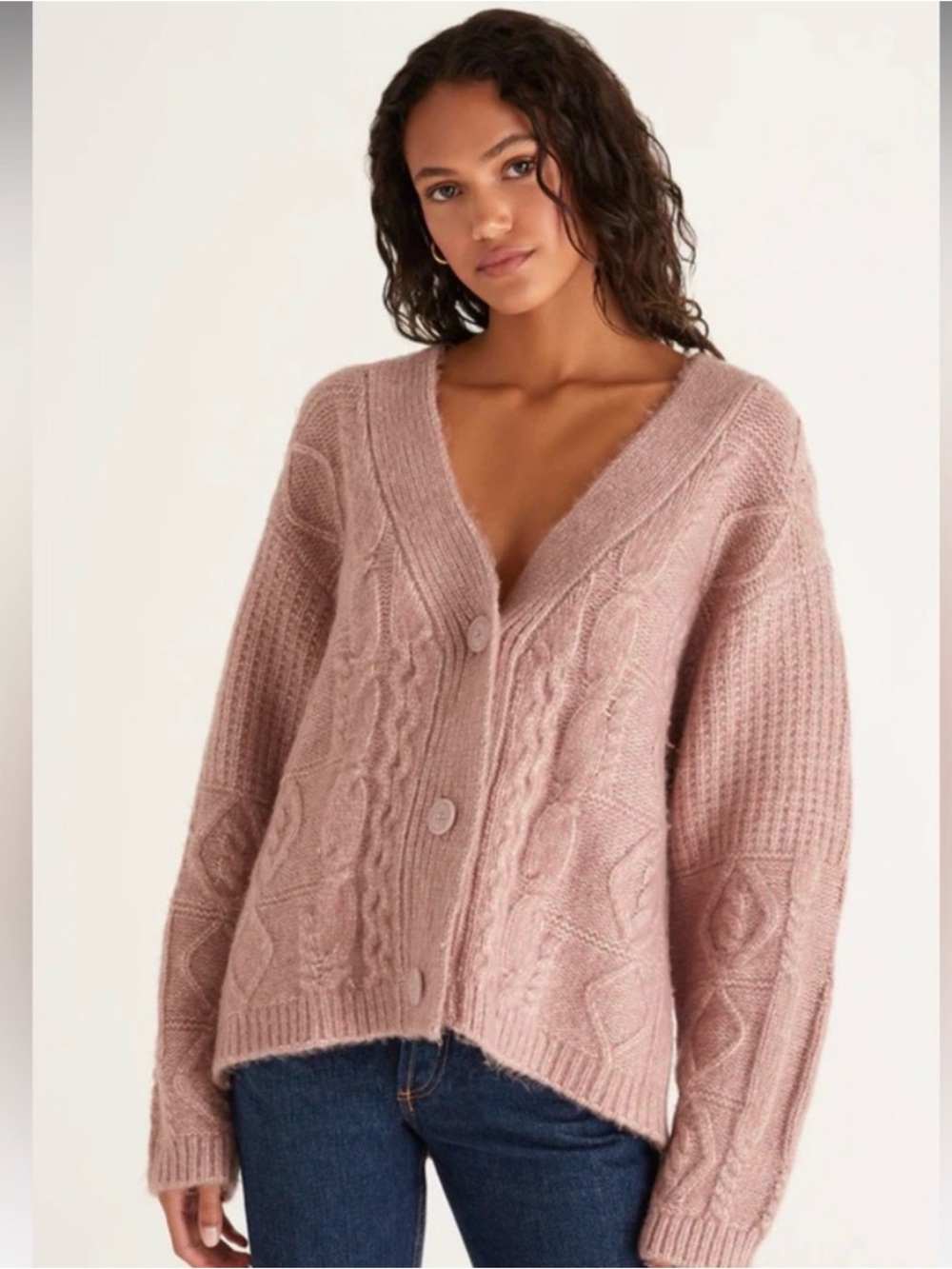 NWT Z Supply Ryleigh Cable Knit Cardigan Pink Medium